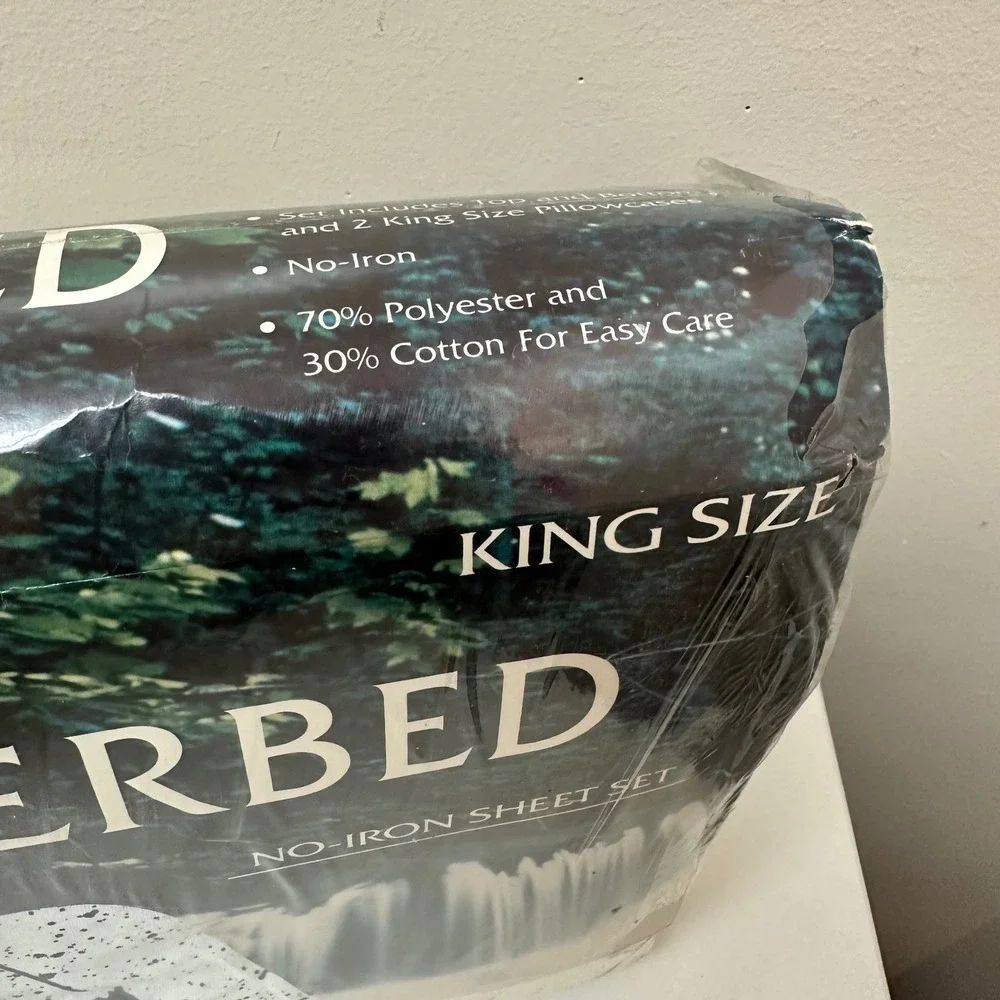 Vintage King Waterbed Sheet Set Splatter Pattern Black White Made in USA